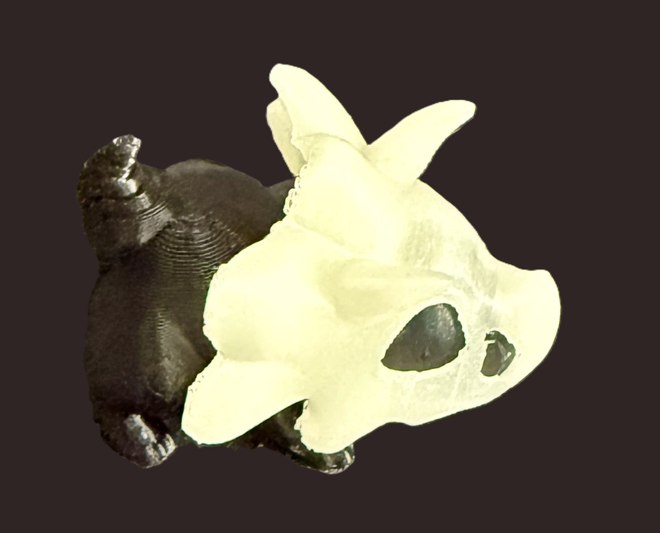 π Tricera-tops the Spooky Charts! π 3D Printed Bony Triceratops Figurine - Glow-in-the-Dark Option Available!