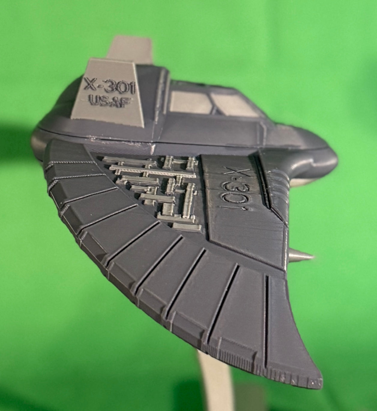Detailed 3D Printed X-301 Interceptor with Stand