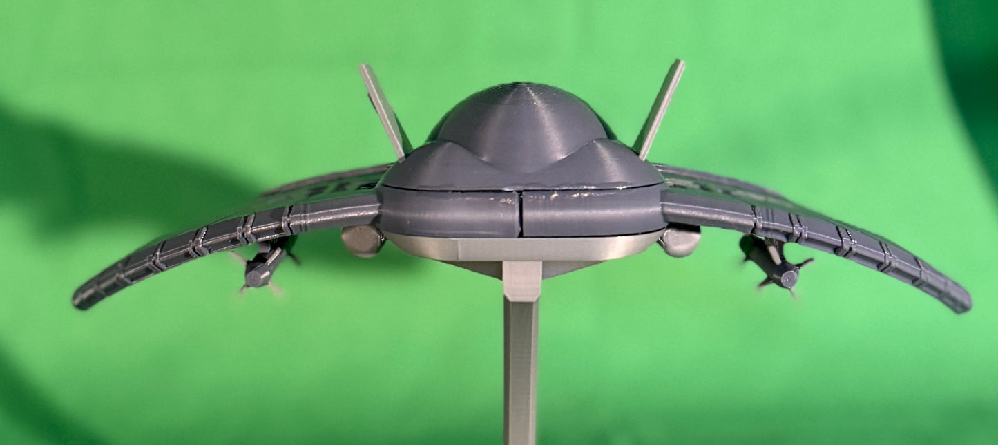 Detailed 3D Printed X-301 Interceptor with Stand