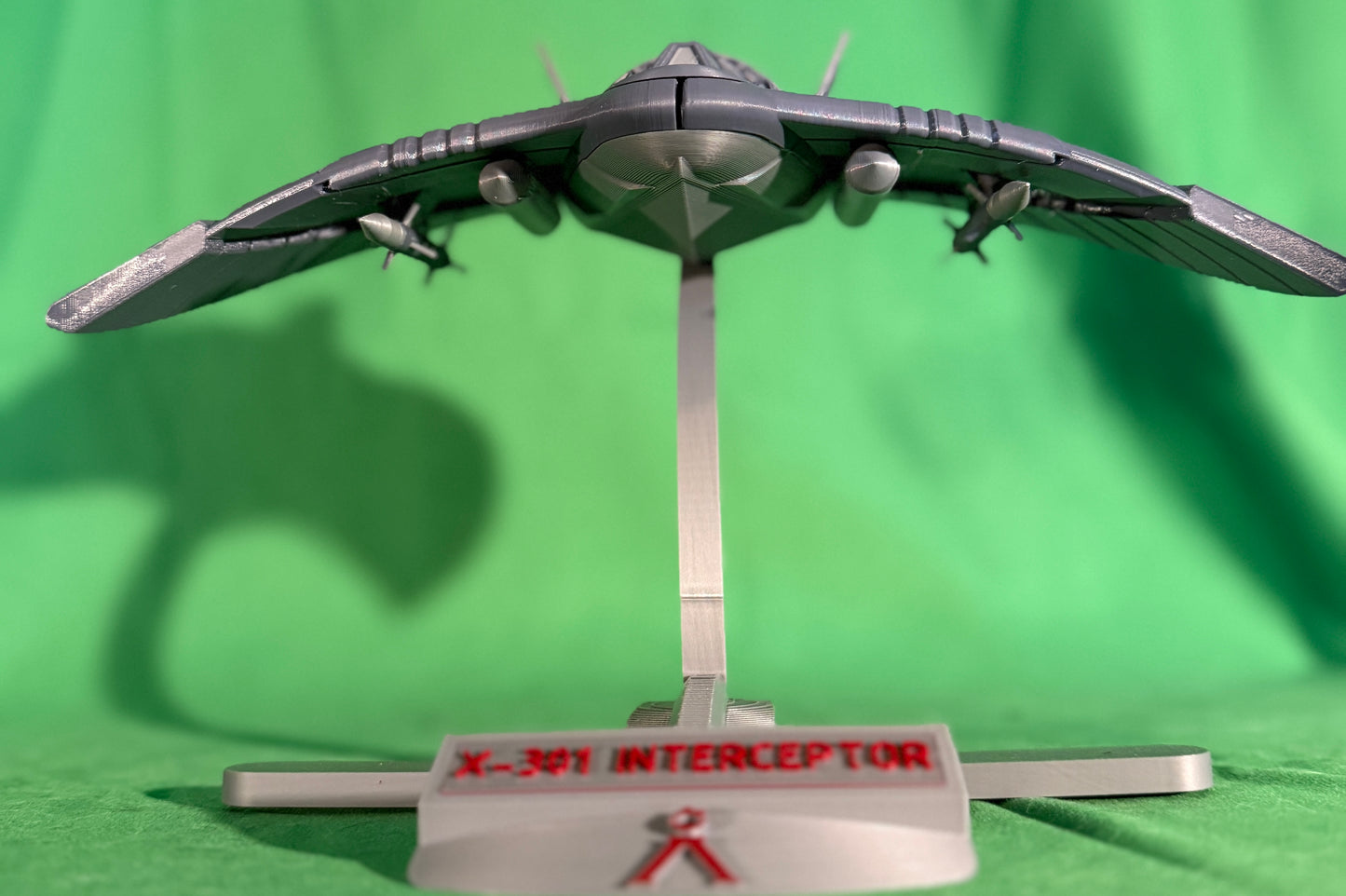 Detailed 3D Printed X-301 Interceptor with Stand