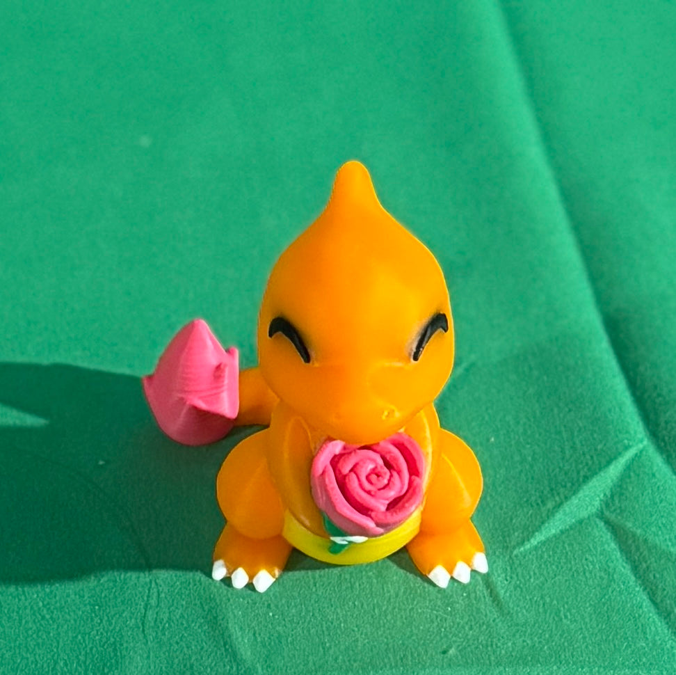 ❤️ Flame On with Love! ❤️ 3D Printed Valentine's Charmeleon with Rose