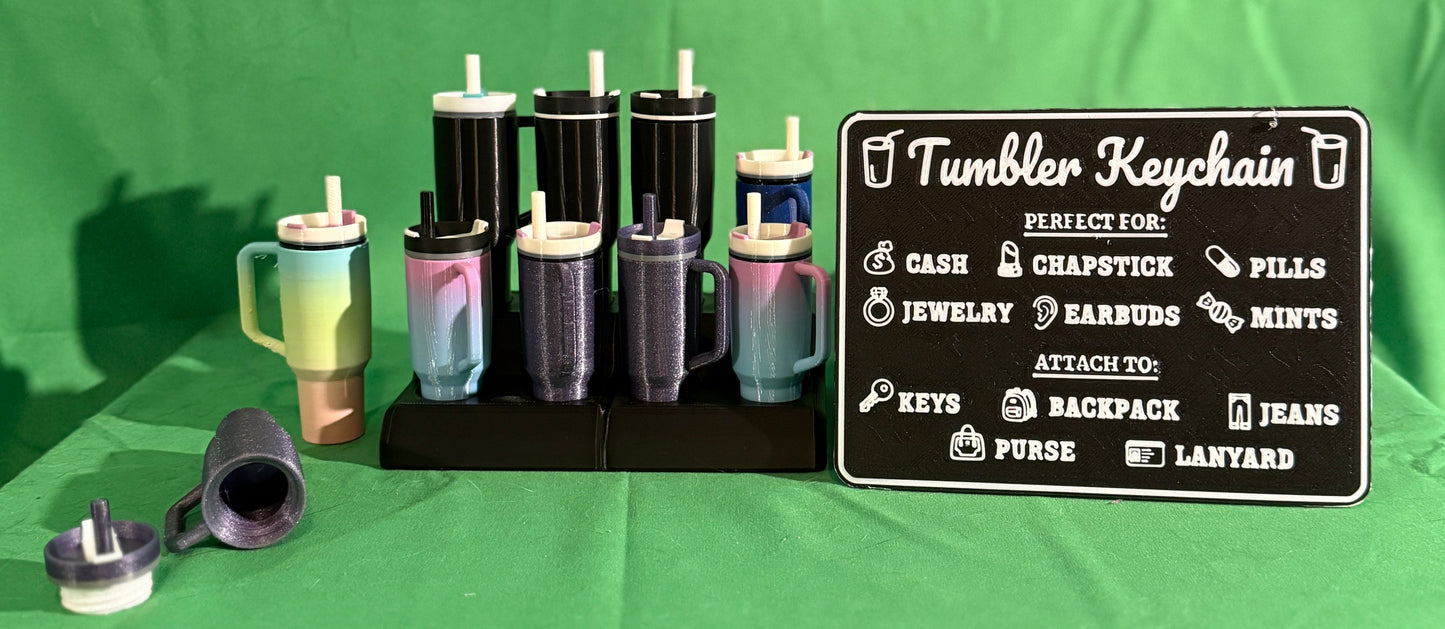 3D Printed Tumbler Keychains - Multiple Colors!