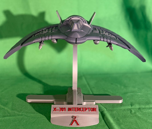 Detailed 3D Printed X-301 Interceptor with Stand
