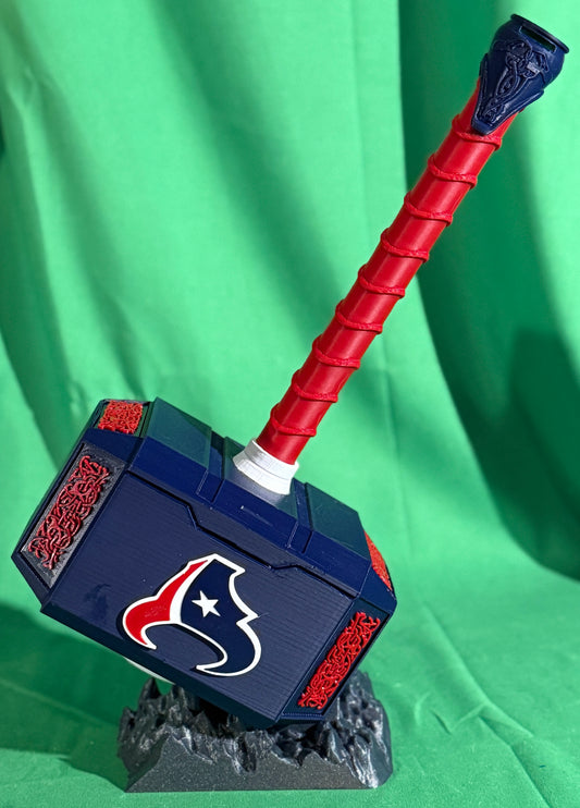 The "Battle Red" Mjolnir: Custom Texans Football Hammer
