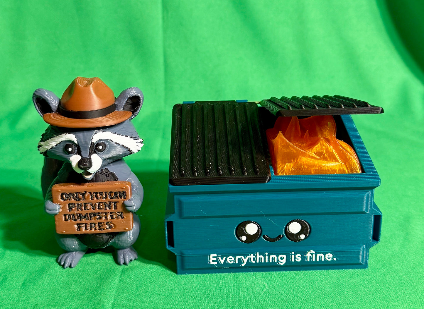 The "Everything is Fine" Collection | Light-Up Dumpster & Raccoon Figure