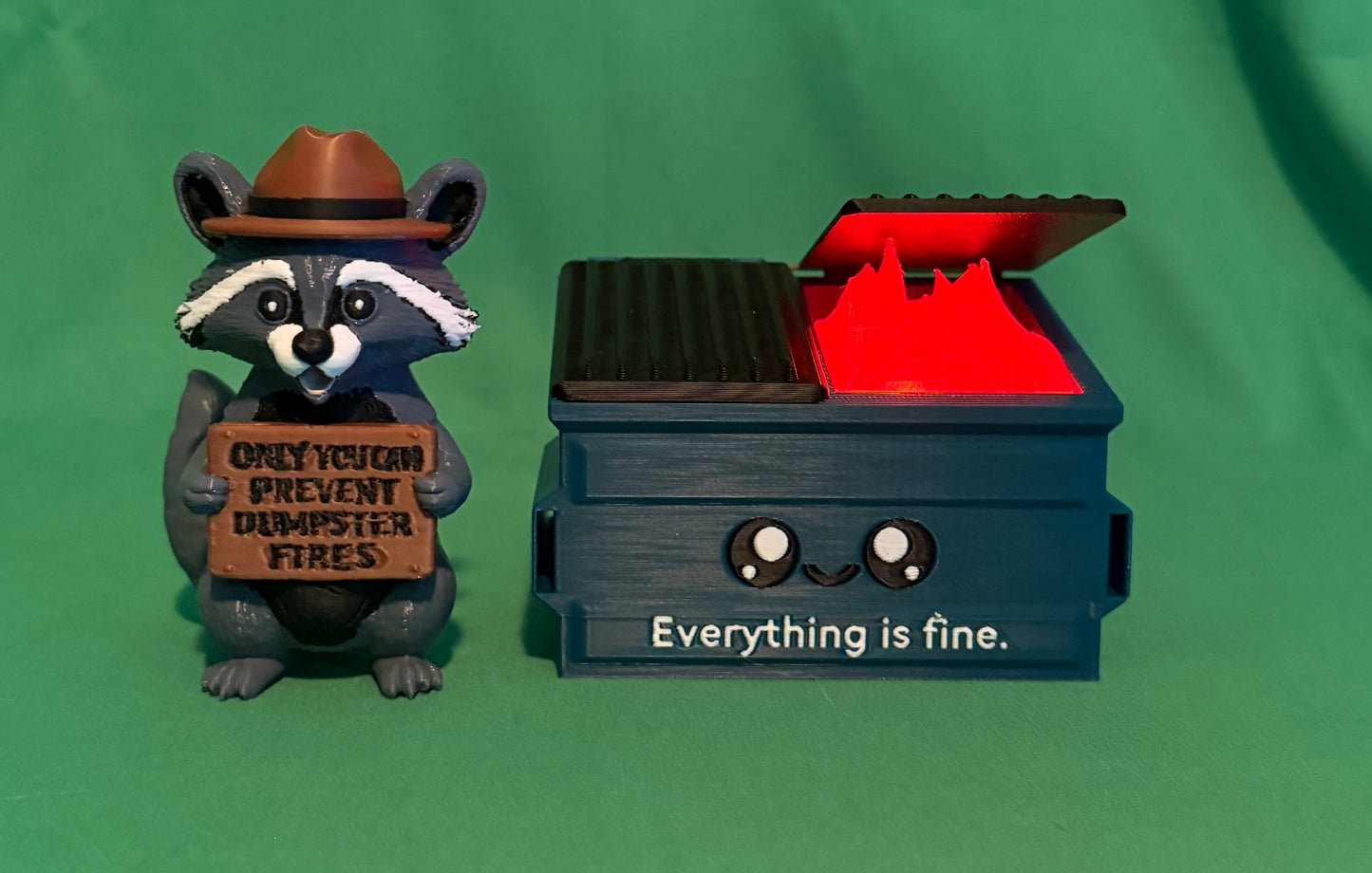 The "Everything is Fine" Collection | Light-Up Dumpster & Raccoon Figure